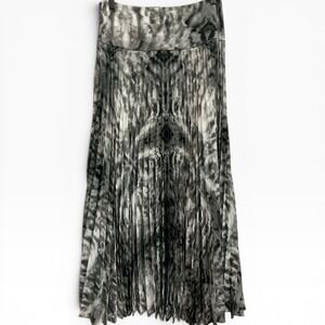 Reiss Jessica Pleated Maxi Skirt Grey‎ Black Abstract Tie Dye Womens Size 6